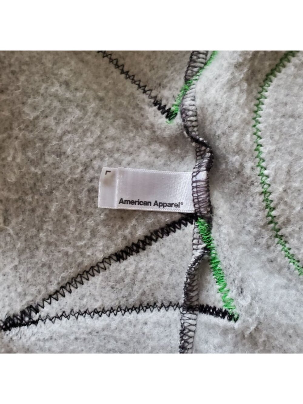 American Apparel Gray Zip Hoodie Burlap Sunburst Sun Ray Patchwork Size L Large - Picture 3 of 12
